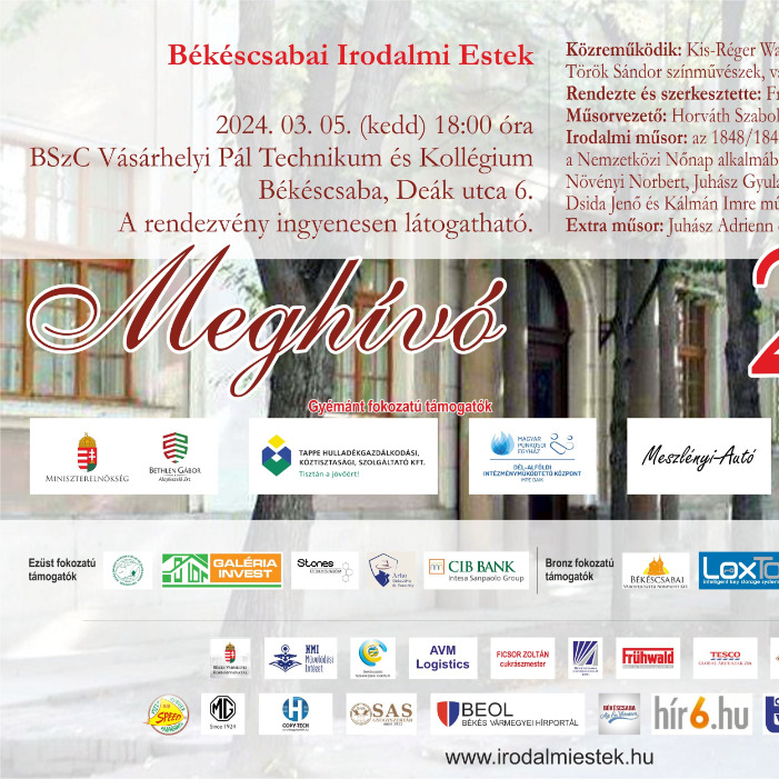 Békéscsabai Irodalmi Estek_2024. március 5
