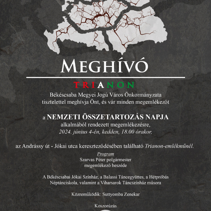 MEGHÍVÓ - Nemzeti Összetartozás Napja alkalmából rendezett megemlékezésre